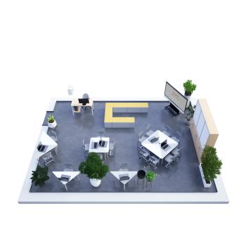 Computerarbeitsraum mit Dreieckstischen Mila