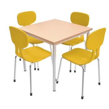 Set Nr. 53 - Gr. 5, Tisch MILA 80x80 mit Stühlen Colores, gelb, SH 43 cm