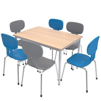 Set Nr. 57 - Gr. 5, Tisch MILA 120x80 mit Stühlen Colores, grau/türkis, SH 43 cm
