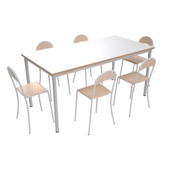 Set Nr. 59 - Gr. 4, Tisch MILA 160x80 mit Stühlen P, alufarben, SH 38 cm