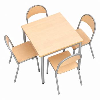 Tisch MILA 80x80 mit Stühlen P, alufarben (ZEST5387, ZEST5388, ZEST5389)