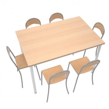 Set Nr. 64 - Gr. 4, Tisch MILA 120x80 mit Stühlen P, alufarben, SH 38 cm