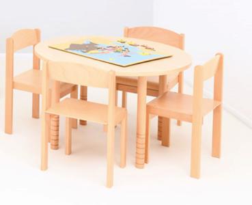 Set Nr. 99 - Gr. 1, Tisch Flexi, HPL Buche, mit Stühlen, SH 26 cm