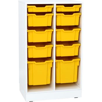 Regal L, B 70, mit 10 Behältern - weiss - gelb (Grande 34)