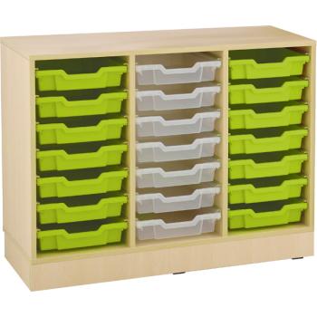 Regal M, B 104, mit 21 Behältern - Ahorn - transparent-limone (Grande 38)