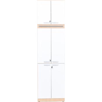 Schrankwand, T 48, 1-reihig - Ahorn, Türen weiss (Grande 42)