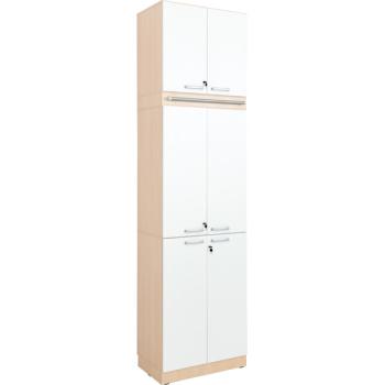 Schrankwand, T 48, 1-reihig - Ahorn, Türen weiss (Grande 42)