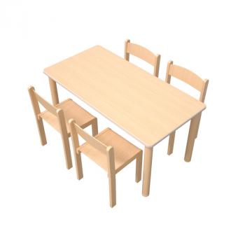 Set Nr. 157 - Gr. 3, Tisch Flexi 120x60 cm, HPL Buche, mit Stühlen Philip, SH 35 cm