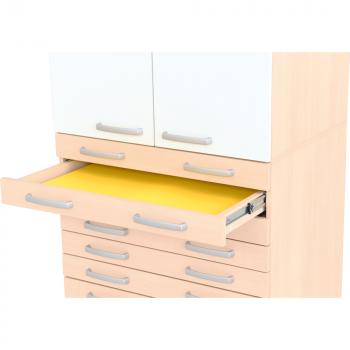 Hochschrank mit Schubladen, H 187, T 60 - Ahorn, Türen weiss (Grande 69)