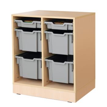 Regal M, B 70, mit 6 Behältern - Ahorn - silberfarben (Grande 75)