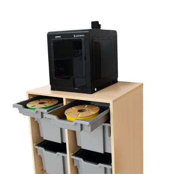 Regal M, B 70, mit 6 Behältern - Ahorn - silberfarben (Grande 75)