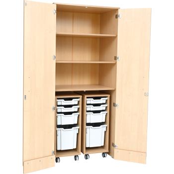 Flexi Garagenschrank mit 2 Rollregalen und Behältern, abschliessbar