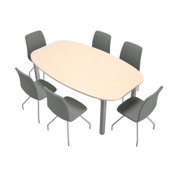 Set Nr. 178 - Konferenztisch Grande, oval 200x120, mit Stühlen Presto