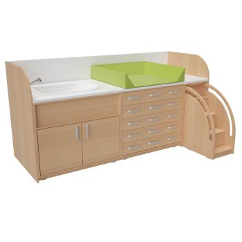 Wickelkommoden-Landschaft 4, T 90 cm, mit Badewanne