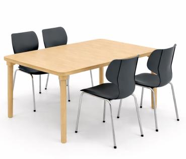 Set Nr. 244 - Gr. 4, Tisch Marcus, (120 x 80 cm, HPL Ahorn), mit Stühlen Snake, SH 38 cm