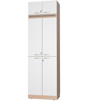 Regalwand, T 48, H 269, 1-reihig - Ahorn, Türen weiss (Grande 112)