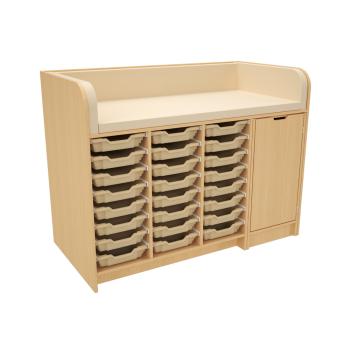 Grosse Wickelkommode mit ausziehbarer Treppe und 24 flachen Behältern