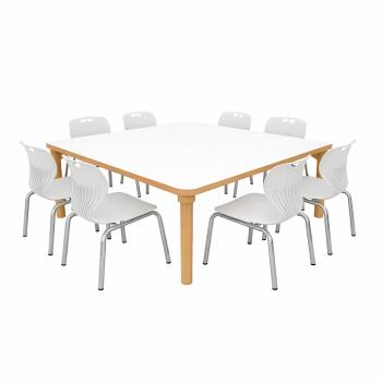 Set Nr. 250 - Gr. 1, Tisch Marcus, (120 x 120 cm, weiss), mit Stühlen Kapi, SH 26 cm