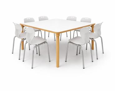 Set Nr. 252 - Gr. 3, Tisch Marcus, (120 x 120 cm, weiss), mit Stühlen Kapi, SH 35 cm
