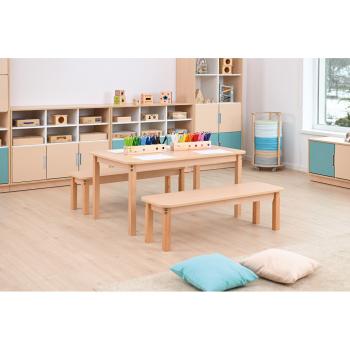 Set Nr. 260 - Gr. 3, Tisch Klassik, (120 x 80 cm, Ahorn), mit Sitzbänken SH 35 cm