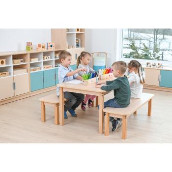 Set Nr. 260 - Gr. 3, Tisch Klassik, (120 x 80 cm, Ahorn), mit Sitzbänken SH 35 cm