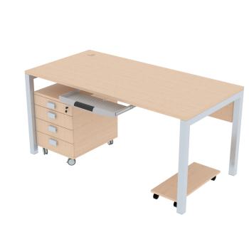 OPTO Schreibtisch 160, Ahorn E, mit Rollcontainer und Tastaturauszug
