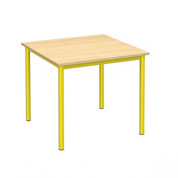 MILA Tisch 80x80, Tischhöhe 71 cm, gerade Ecken - gelb - Ahorn