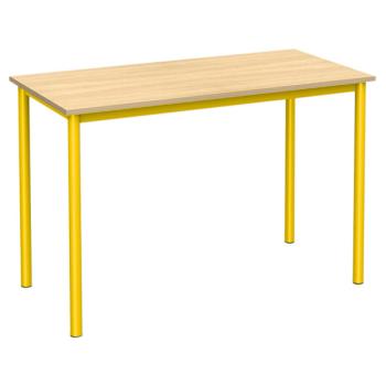Doppeltisch MILA 4, Tischhöhe 64 cm, gerade Ecken - gelb - Buche