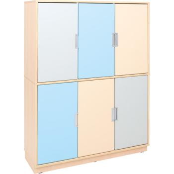 Schrank mit bunten Türen, B 116, H 164, grau/hellblau (Quadro 98-180°)