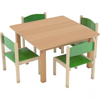 Set Nr. 3 - HPL-beschichteter Tisch mit Stühlen, Grösse 1