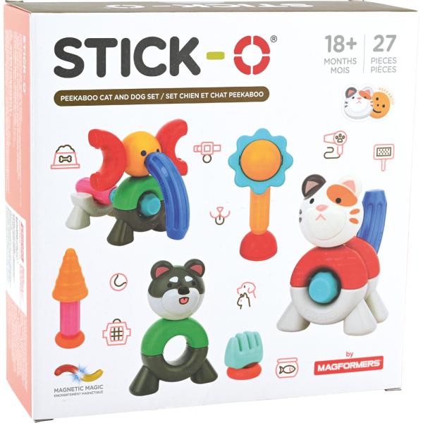 Magformers Stick-0, Peekaboo, Katze und Hund