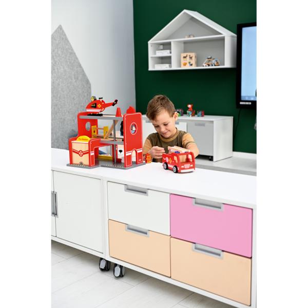 Quadro - Schrank S für 4 schmale Schubladen, B 79, weiss - auf Rollen