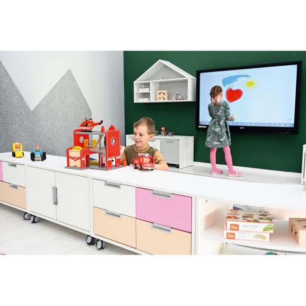 Quadro - Schrank S für 4 schmale Schubladen, B 79, weiss - auf Rollen