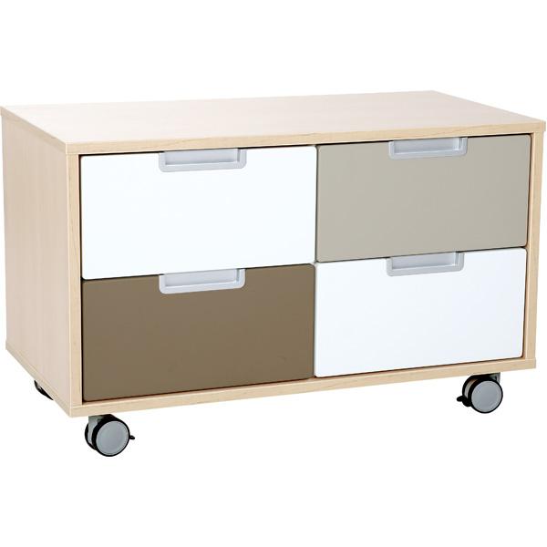 Quadro - Schrank S für 4 schmale Schubladen, B 79 - auf Rollen