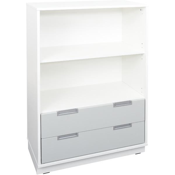 Quadro - Schrank L ohne Mittelwand, mit 2 Einlegeböden, B 79, weiss - auf Sockel