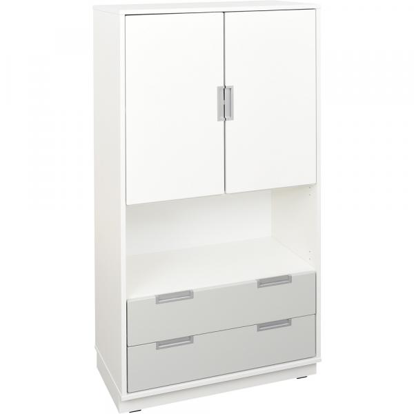 Quadro - Schrank XL ohne Mittelwand, mit 3 Einlegeböden, B 79, weiss - auf Sockel
