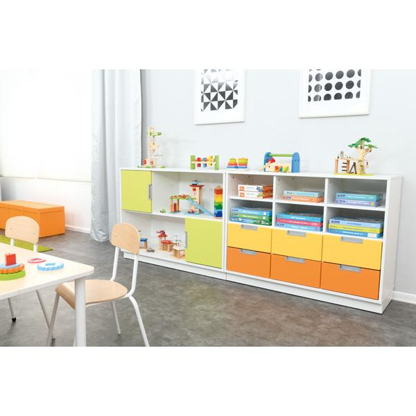 Quadro - Asymmetrischer Schrank M für breite Schubladen, B 116, weiss