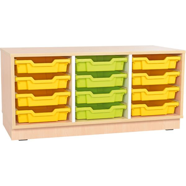 Quadro - Regal S für Kunststoffbehälter, B 104, Ahorn, dreireihig