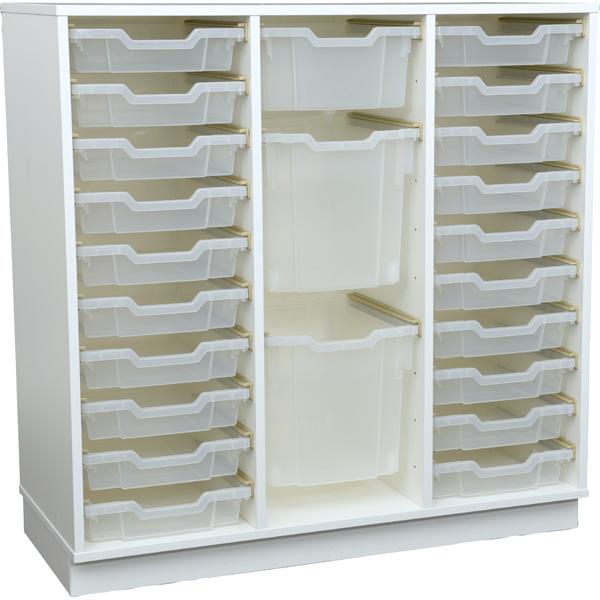 Quadro - Schrank M+ für Kunststoffbehälter, B 104, weiss, dreireihig