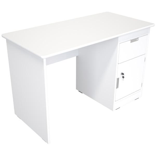 Schreibtisch Quadro mit Schublade und Tür, weiss - weiss