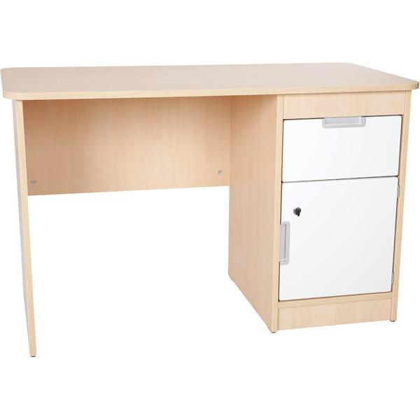 Schreibtisch Quadro mit Schublade und Tür - weiss