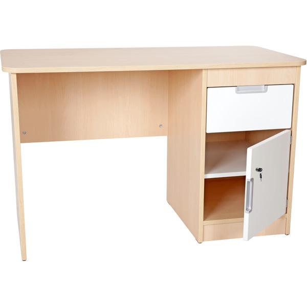 Schreibtisch Quadro mit Schublade und Tür - weiss