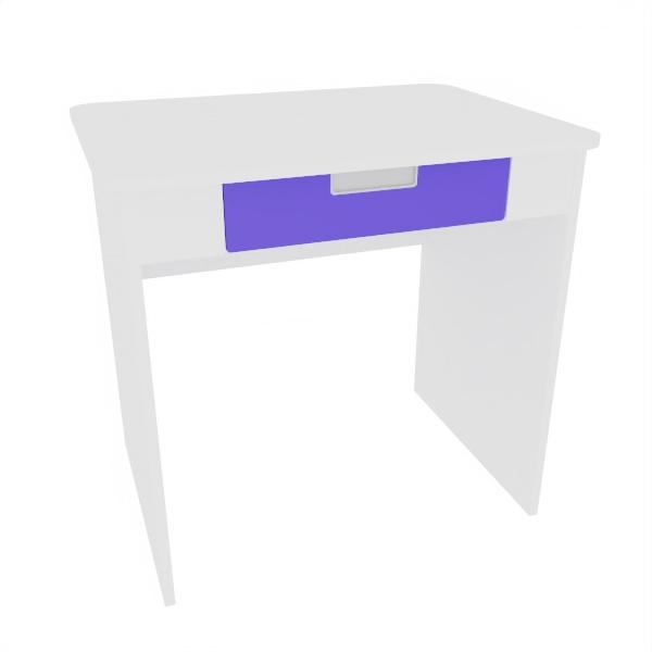 Schreibtisch Quadro mit breiter Schublade, weiss - blau
