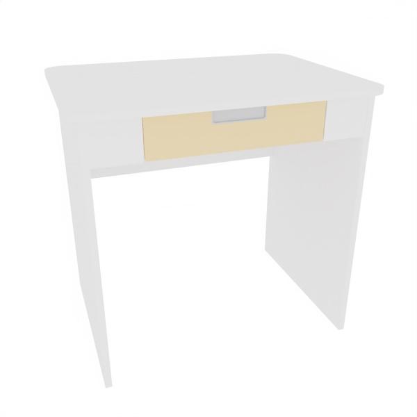 Schreibtisch Quadro mit breiter Schublade, weiss - beige