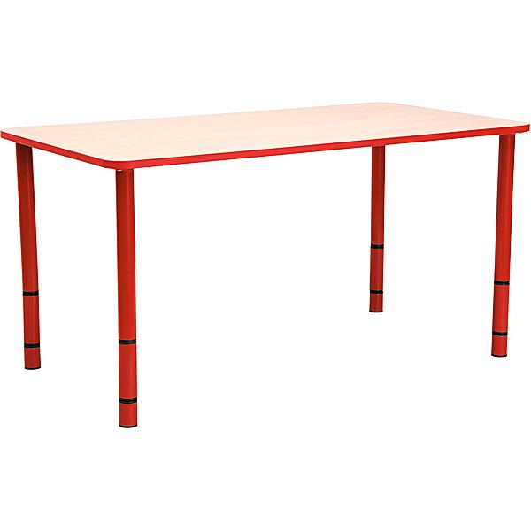 Tisch Bambino rechteckig, 120x65 cm, höhenverstellbar 40-58 cm, mit roten Kanten
