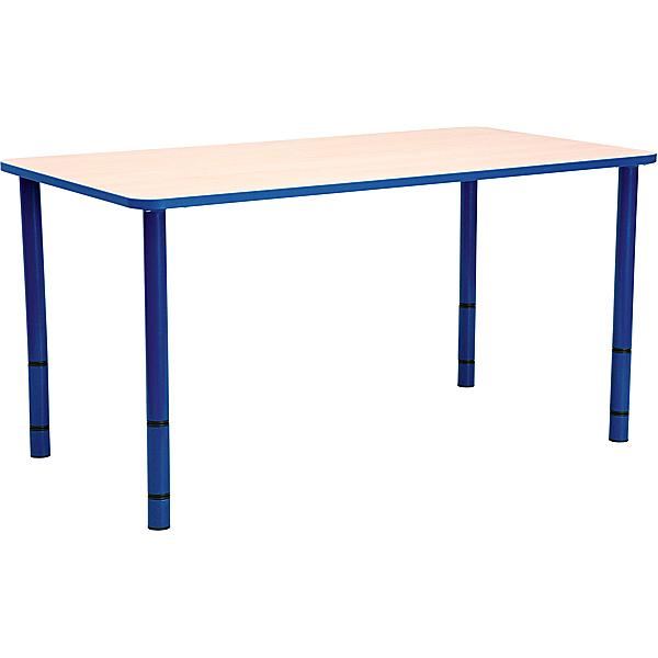 Tisch Bambino rechteckig, 120x65 cm, höhenverstellbar 40-58 cm, mit blauen Kanten