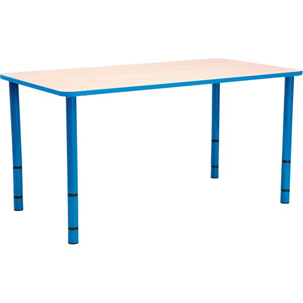 Tisch Bambino rechteckig, 120x65 cm, höhenverstellbar 40-58 cm, mit hellblauen Kanten
