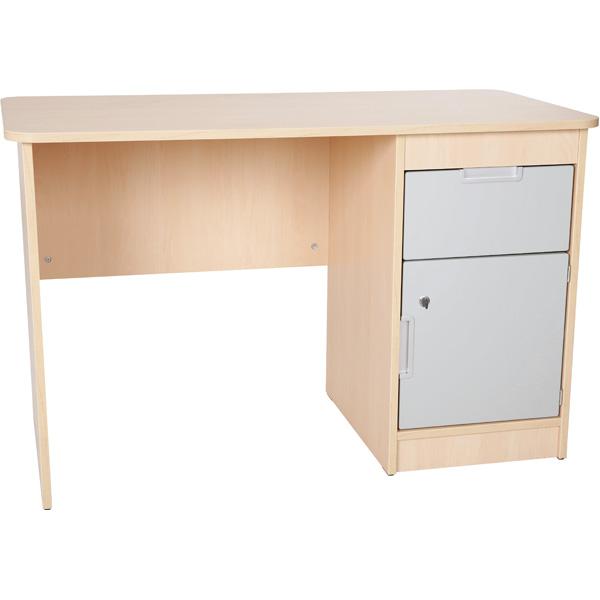 Schreibtisch Quadro mit Schublade und Tür - grau