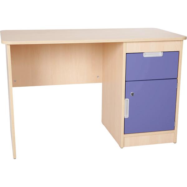 Schreibtisch Quadro mit Schublade und Tür - blau