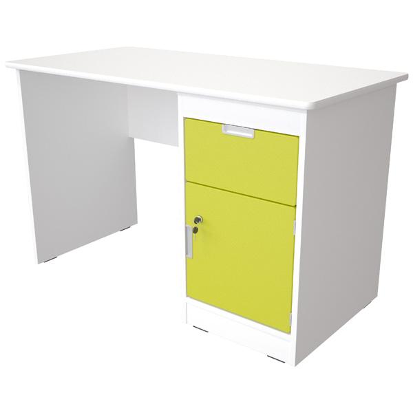 Schreibtisch Quadro mit Schublade und Tür, weiss - limone